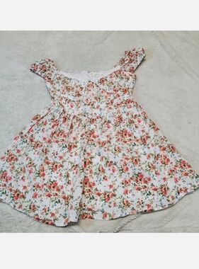 Mixed Threads White Floral Cottagecore Milkmaid Flowy Print Cotton Mini Dress XL